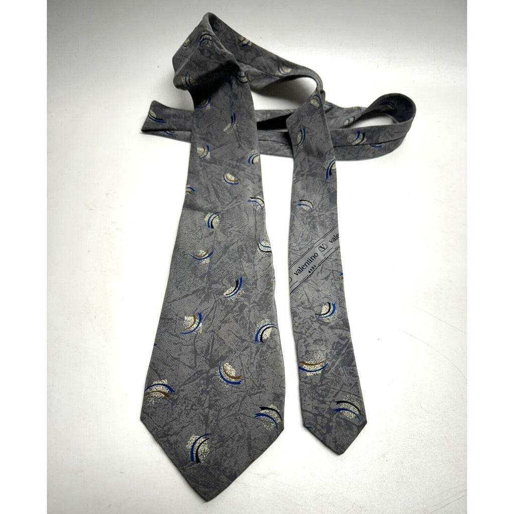 Vintage Valentino 100% Silk Tie # 4151 Gray Marble Made in Italy