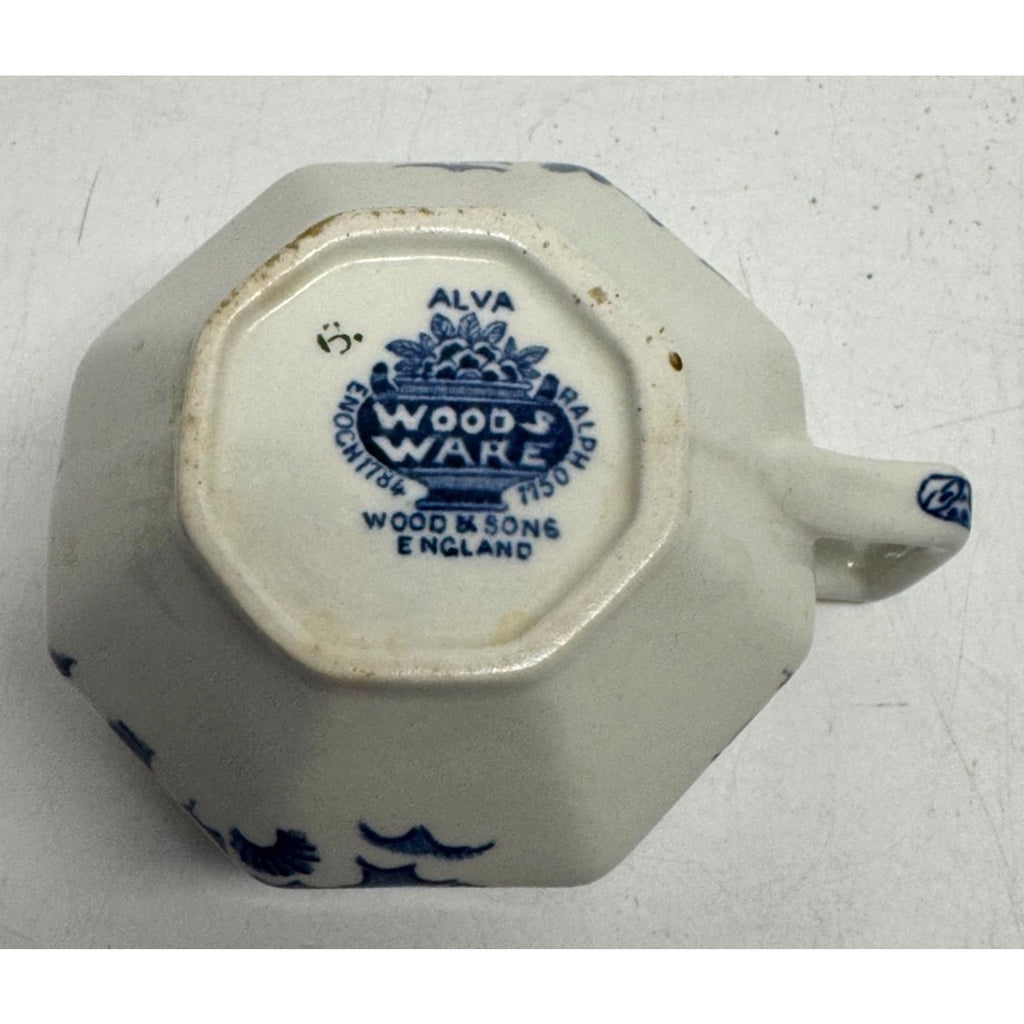 Vintage Wood & Sons England Wincanton Woods Ware Blue & White Sugar