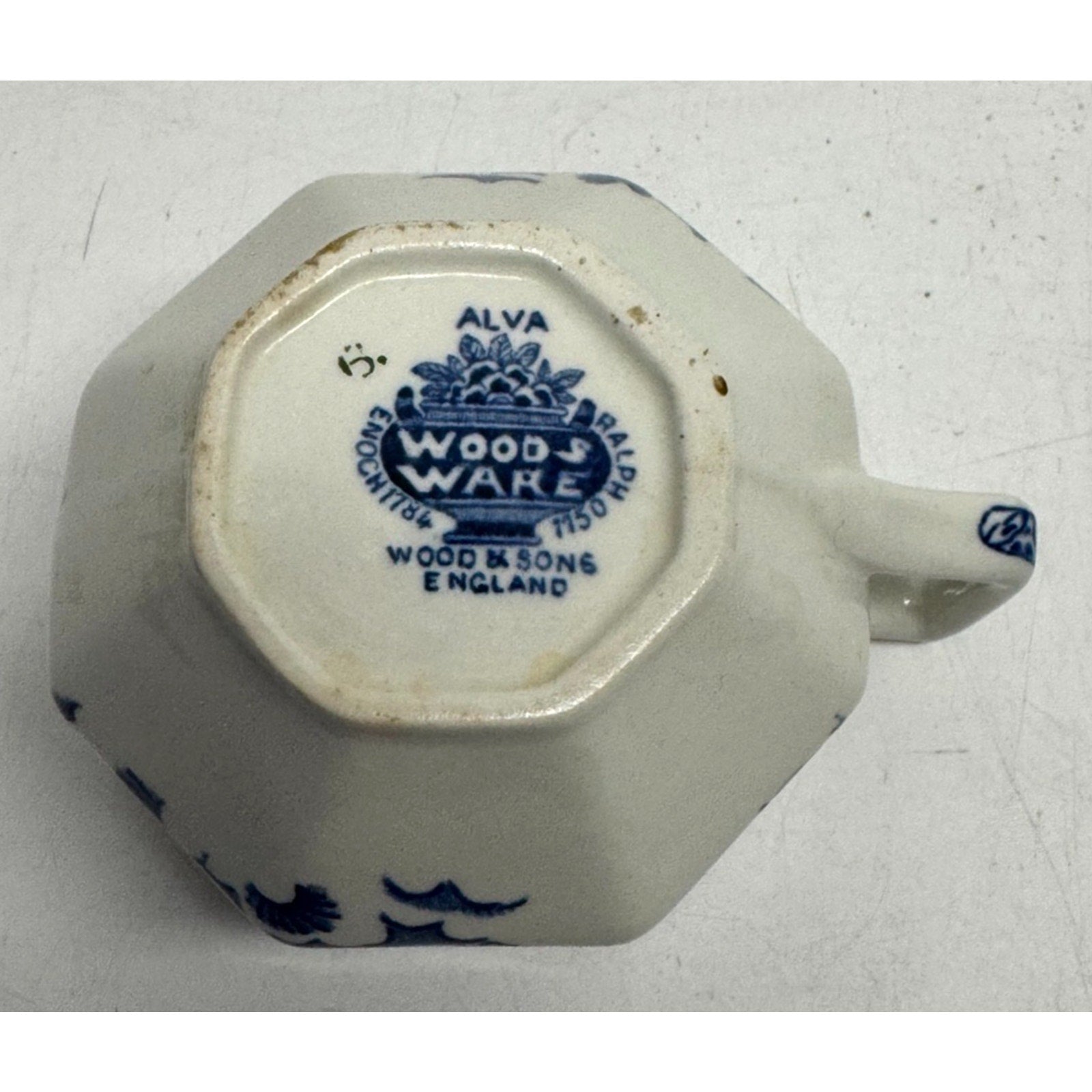 Vintage Wood & Sons England Wincanton Woods Ware Blue & White Sugar