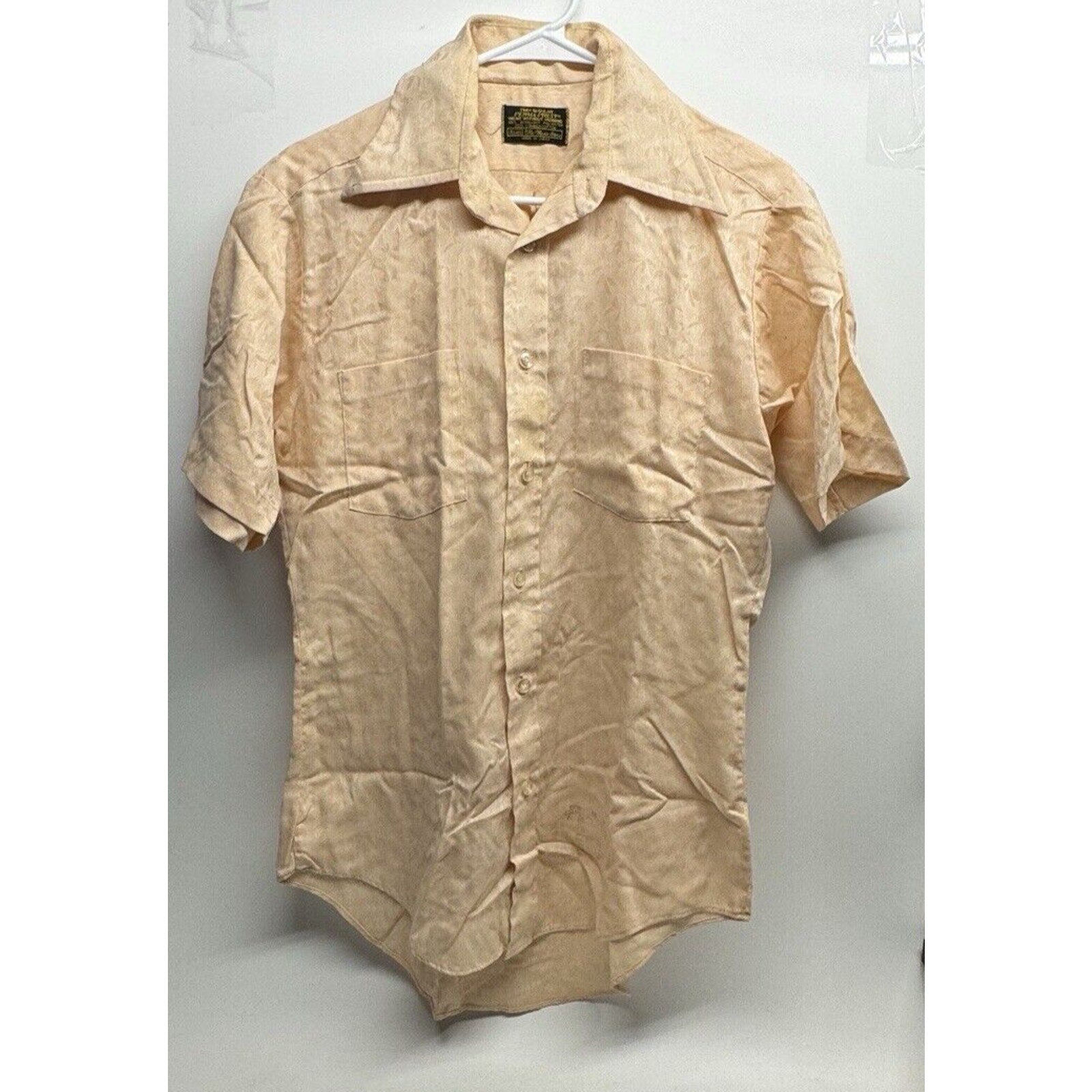 Vintage Sears Perma-Press Medium SHORT Sleeve SHIRT Wide Collar MADE IN JAPAN