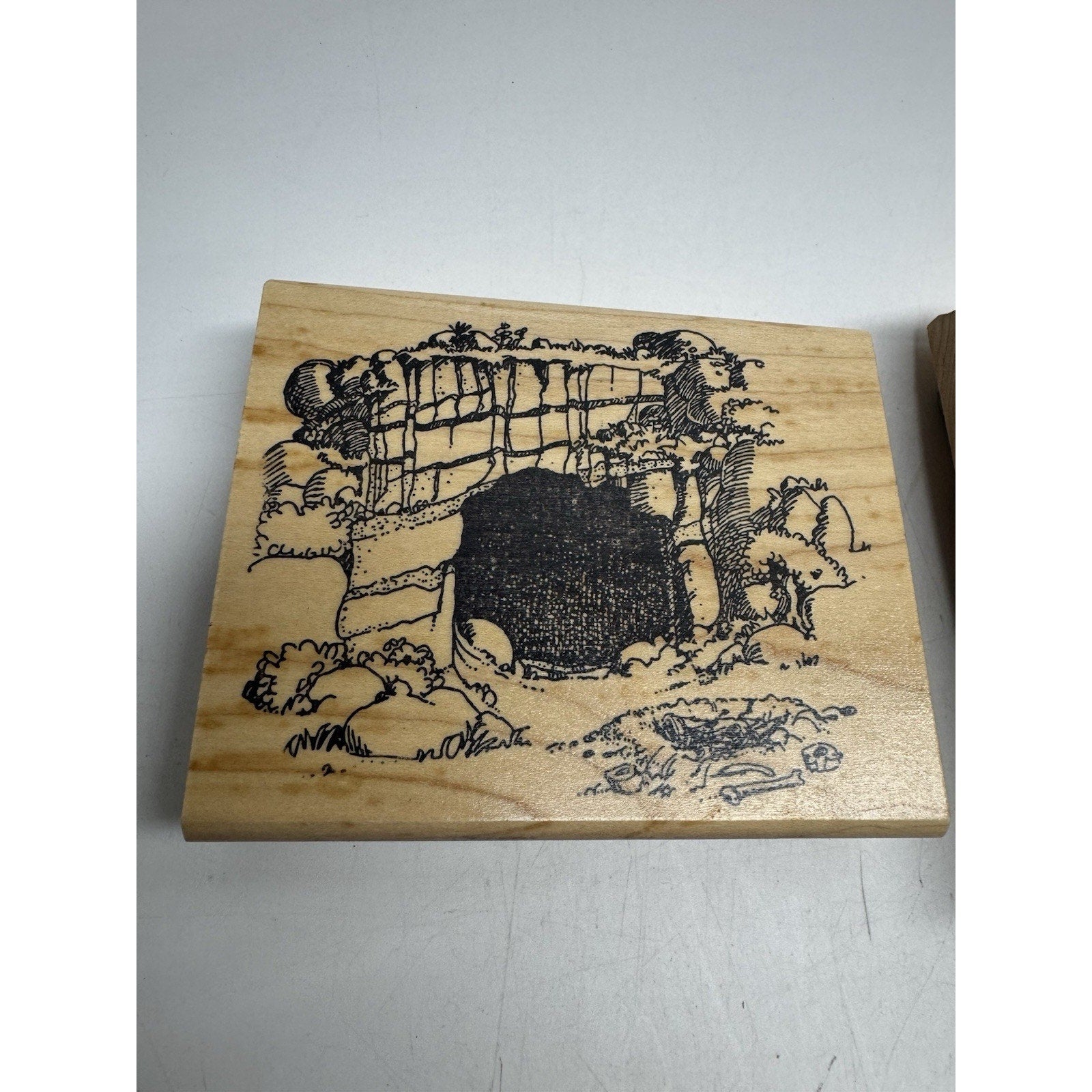 Vintage Lot of 5 NOS Wood Mount Rubber Stamp Land Scape, Rabbits and More
