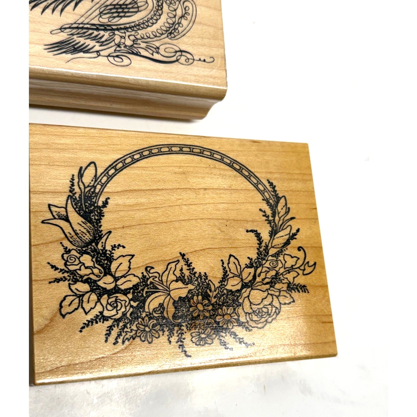 VINTAGE NEW Lot of 3 Wood Rubber Stamp Lot PSX K-413 K-484 Wreath Frames
