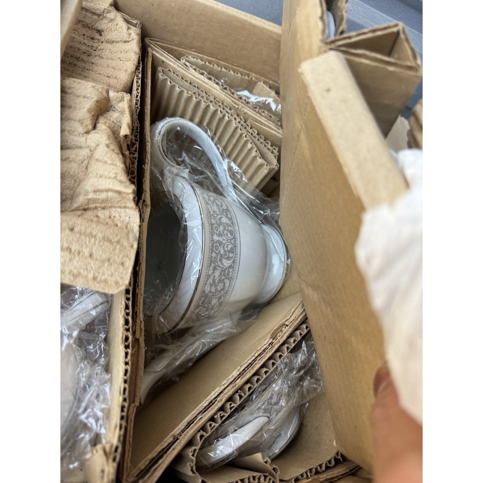 VINTAGE Noritake Japan 6975 Naples White Gray Scroll Porcelain Set of 23 Pieces