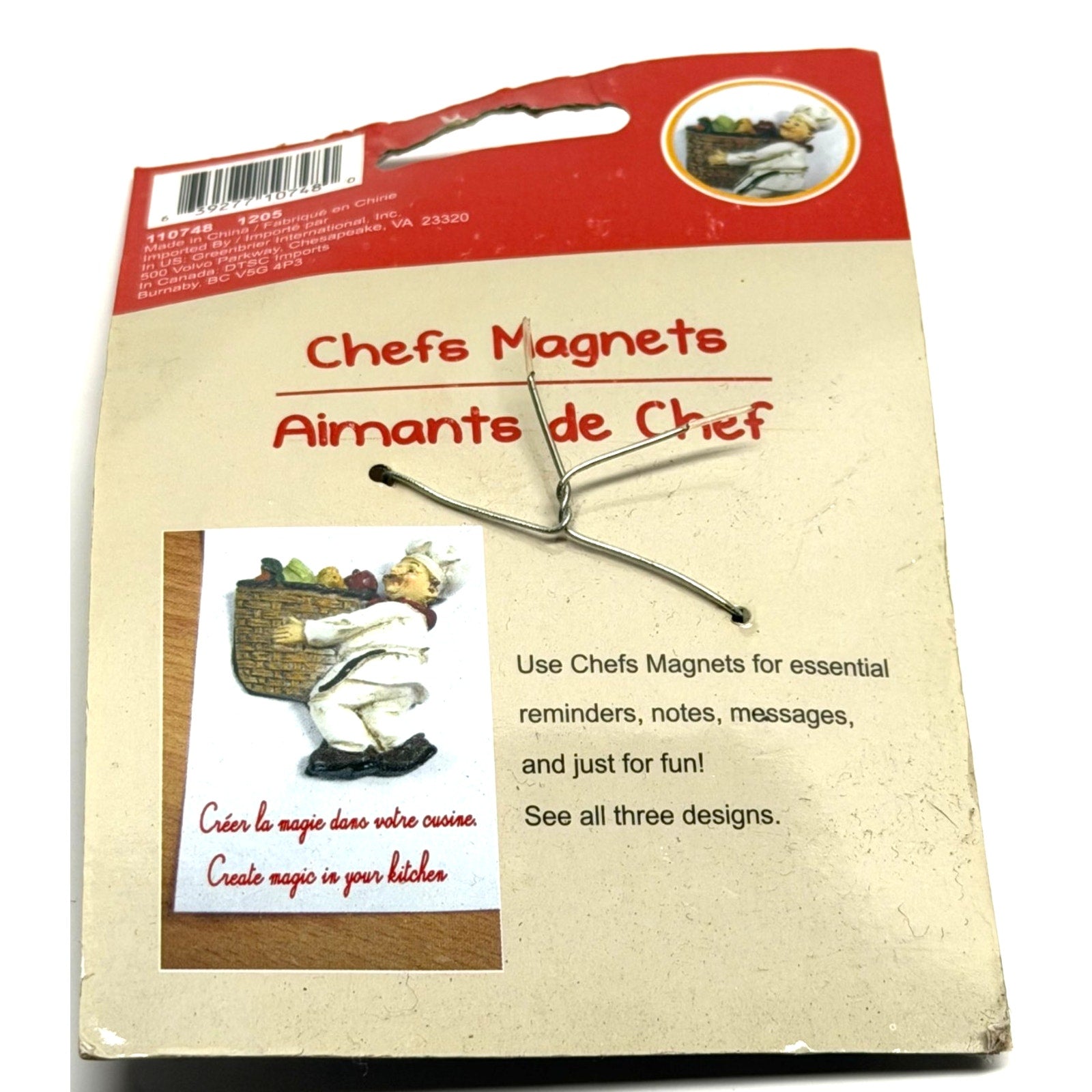 Vintage FACTORY SEALED Lot of 2 - Chef Refrigerator Magnets – Aimants de Chef
