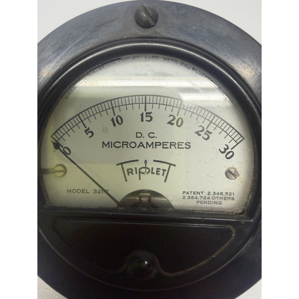 Vintage Triplett Model 321-T DC Microamperes Meter Round Bakelite Panel Gauge