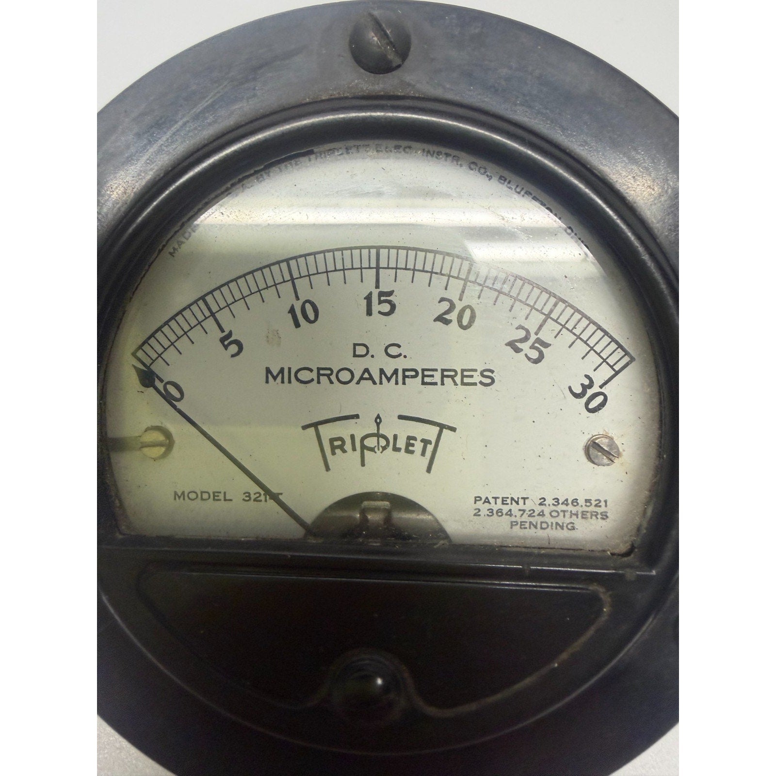 Vintage Triplett Model 321-T DC Microamperes Meter Round Bakelite Panel Gauge