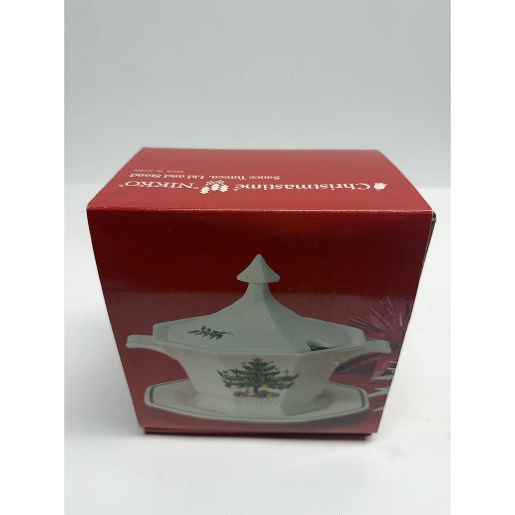 VINTAGE Rare Christmastime Nikko Sauce Tureen Lid and Stand Set in Box JAPAN