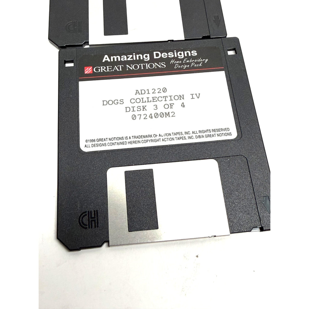 Vintage Amazing Designs Dogs Collection IV Embroidery Design Pack 4 Floppy Disks