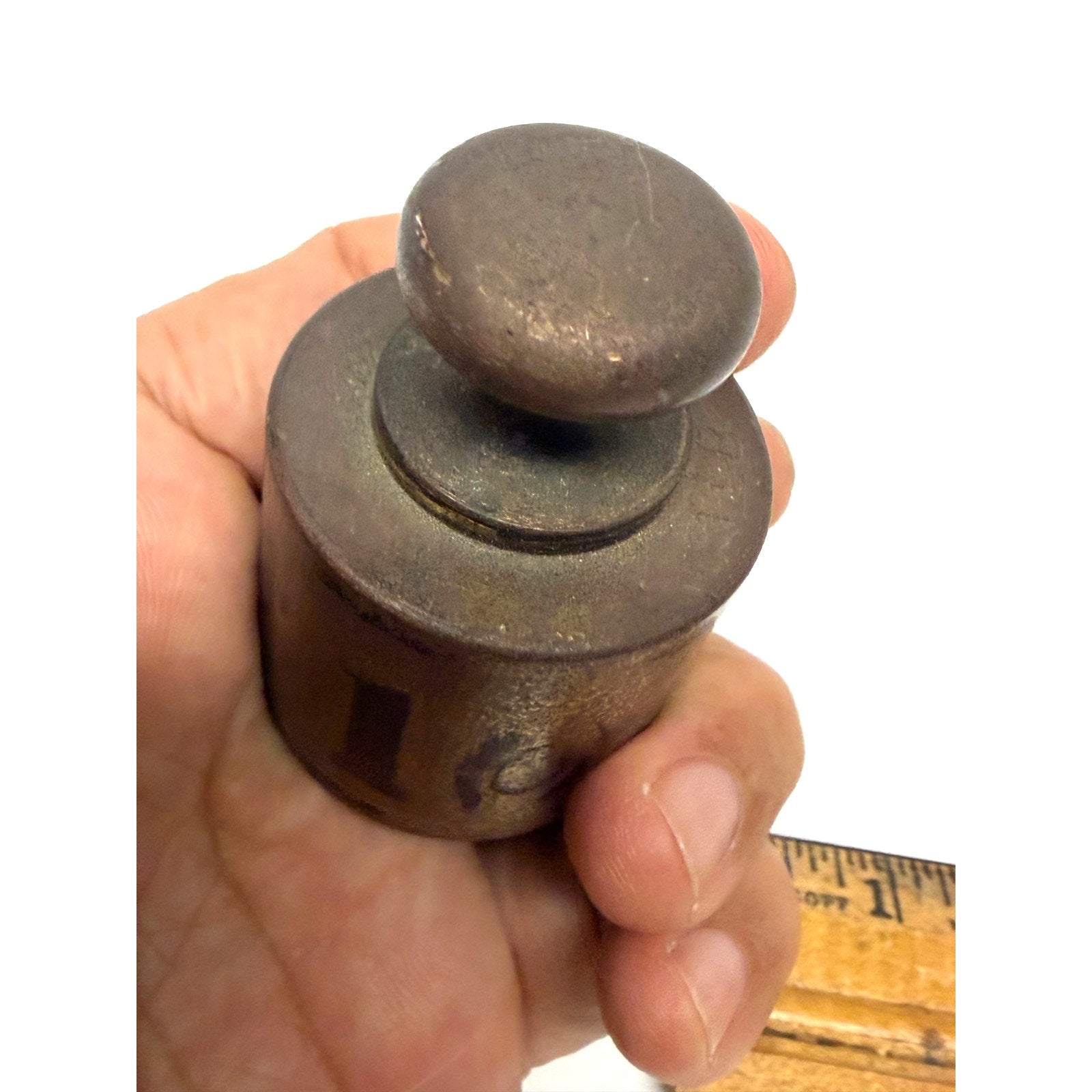 Vintage Antique Brass 1 Lb Scale Weight 1 Pound Balance Apothecary Knob