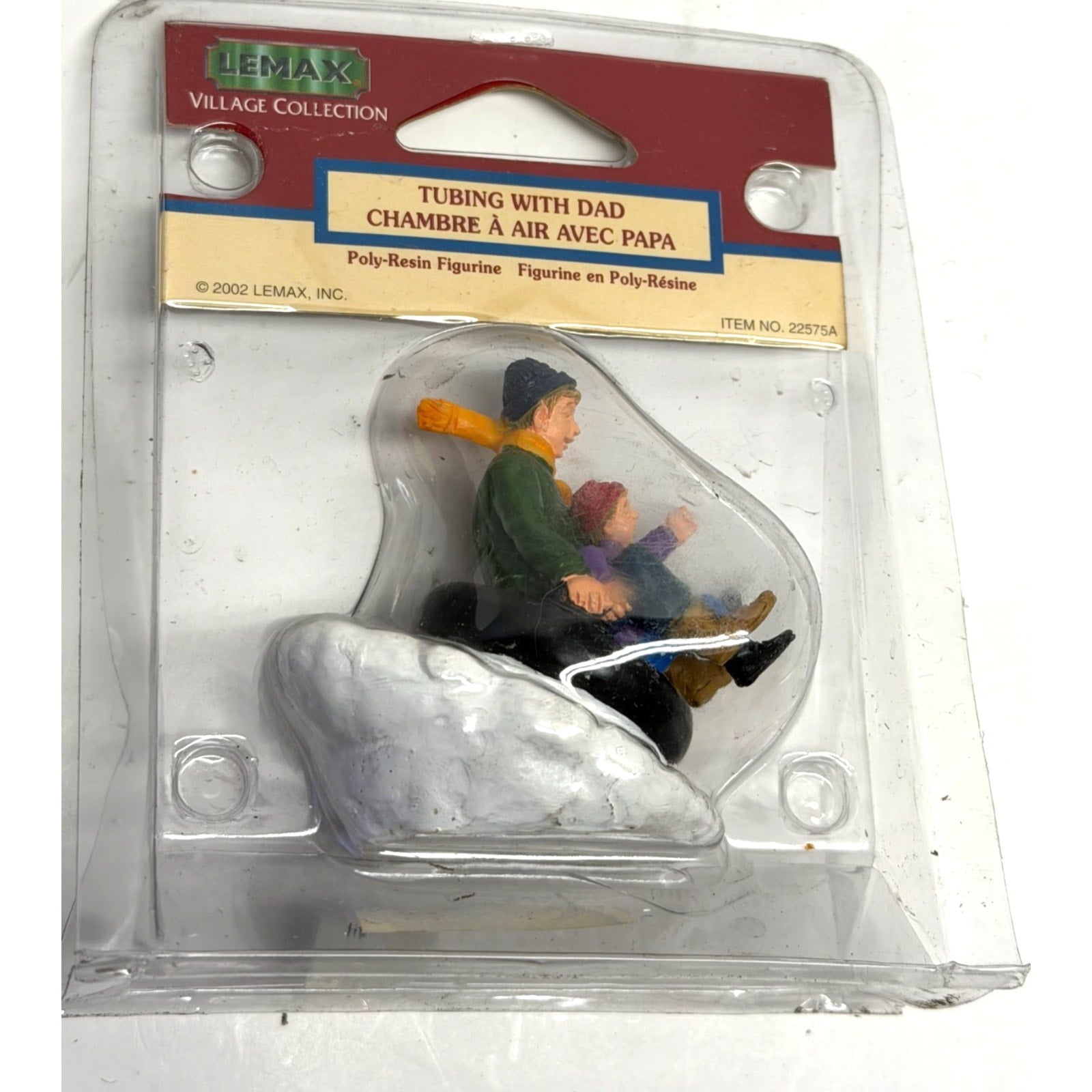 Vintage NEW Lemax TUBING WITH DAD Poly-Resin Figurine Christmas 22575A
