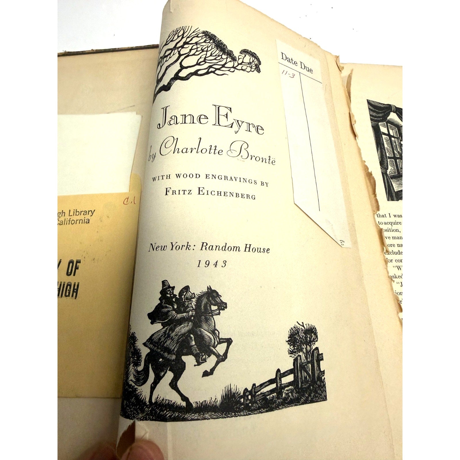 Vtg Jane Eyre-Charlotte Bronte 1943 Random House Edition Eichenberg Engravings
