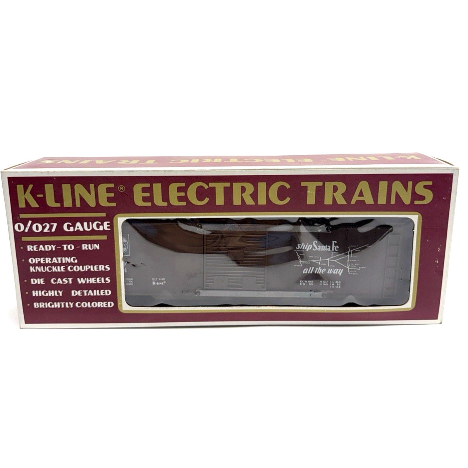 VINTAGE K-LINE O Scale Classic Santa Fe Map Boxcar #2 Ship Santa Fe All The Way