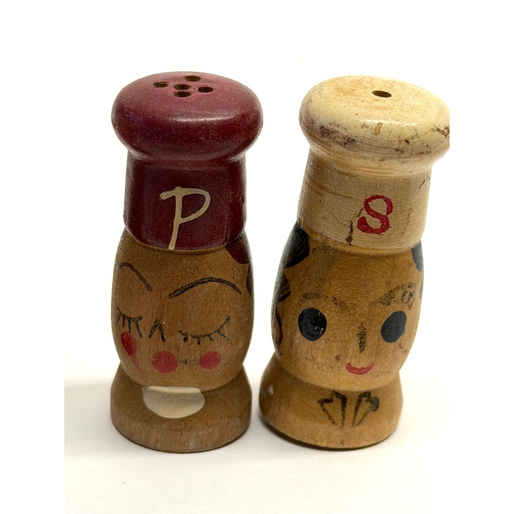 Vintage Lot 3 Japan Salty & Peppy Wooden Salt and Pepper Shakers Sets