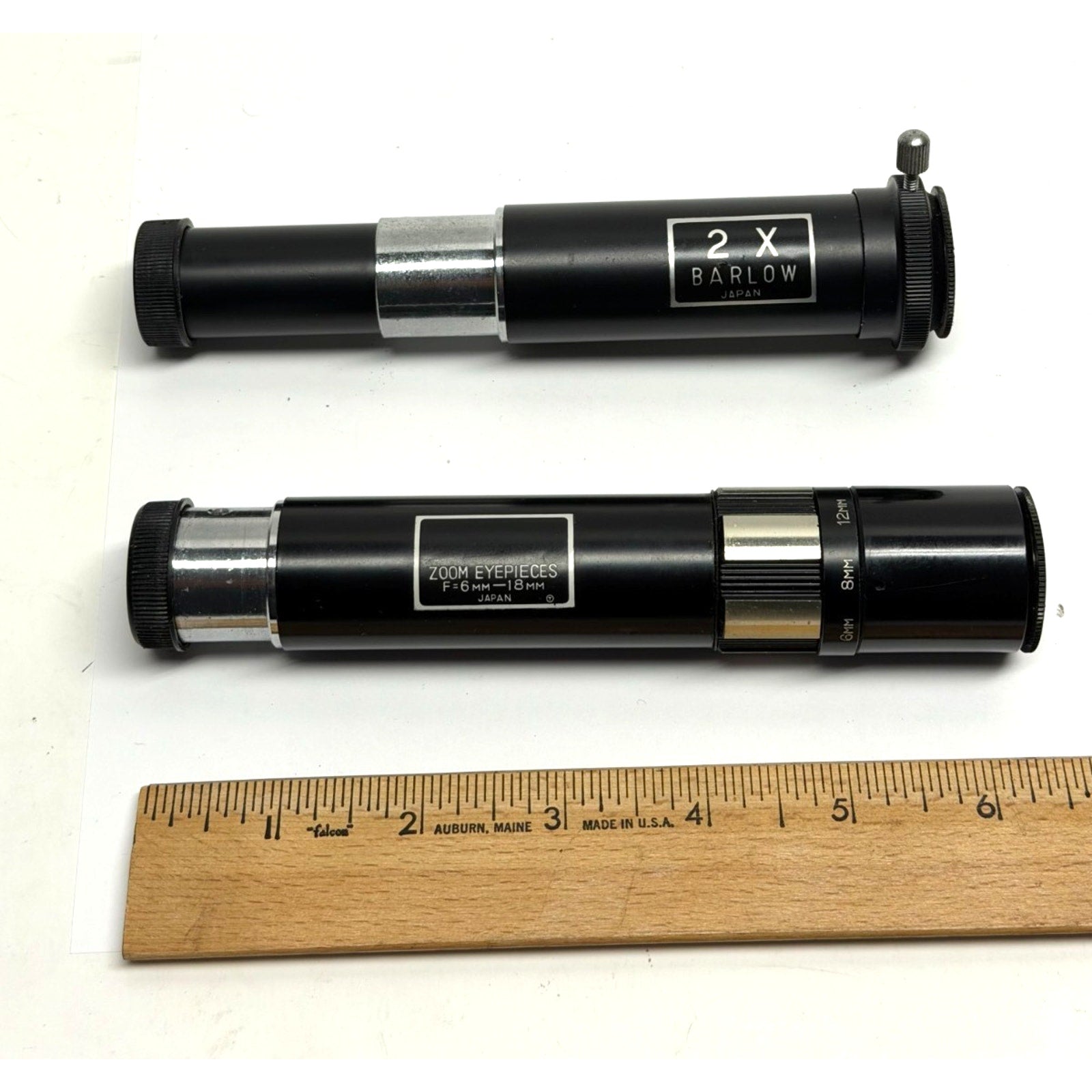 Vintage lot of 2 Telescope Set: 2X Barlow Lens & 6mm-18mm Zoom Eyepiece