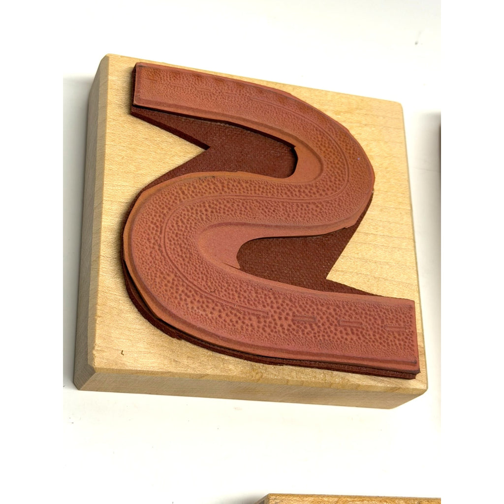 VINTAGE LOT of 3 Wood Mounted Rubber Stamps Road Chair Wreath Arts Crafts
