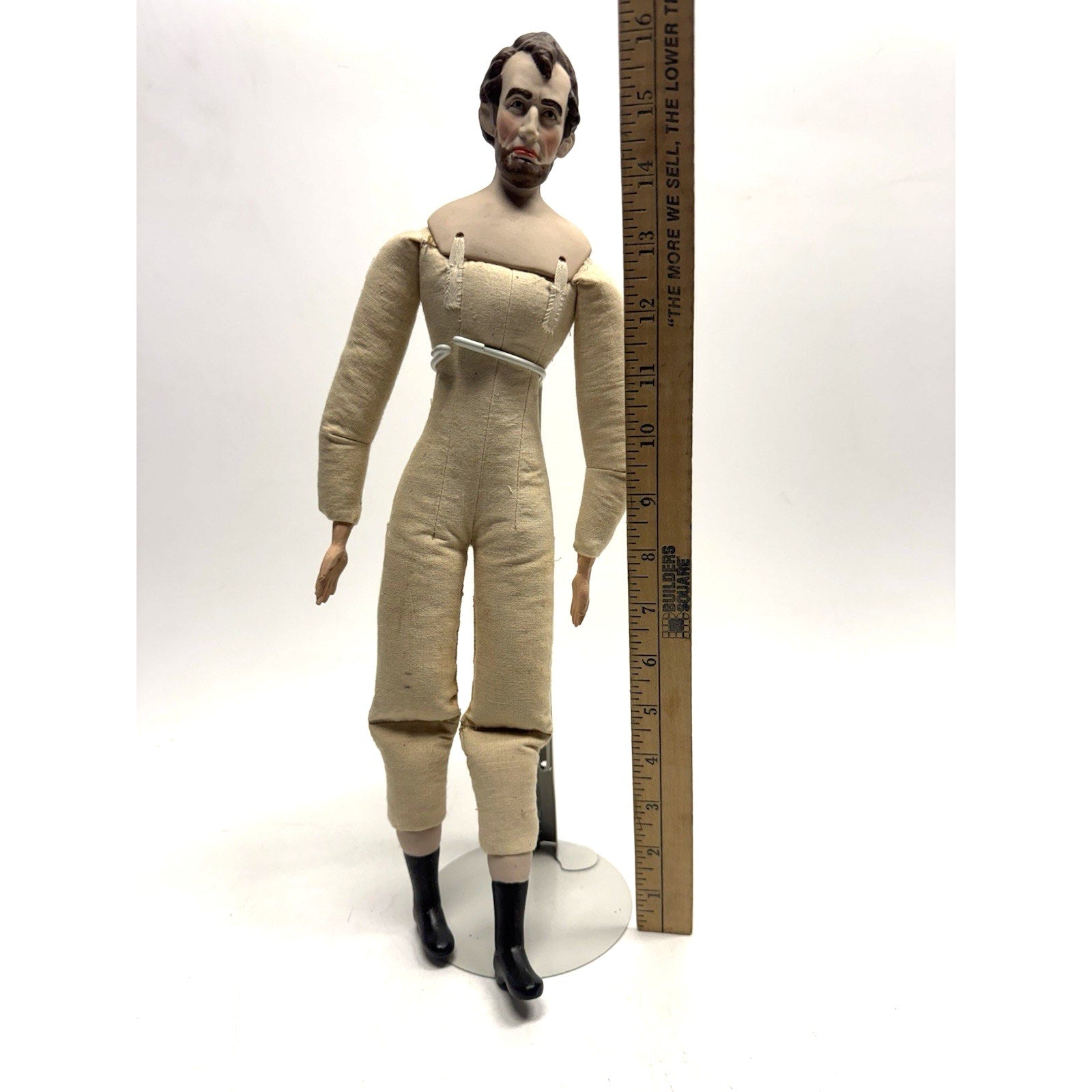 Vintage Kaiser Chicago Porcelain Doll Abraham Lincoln With Stand 16"