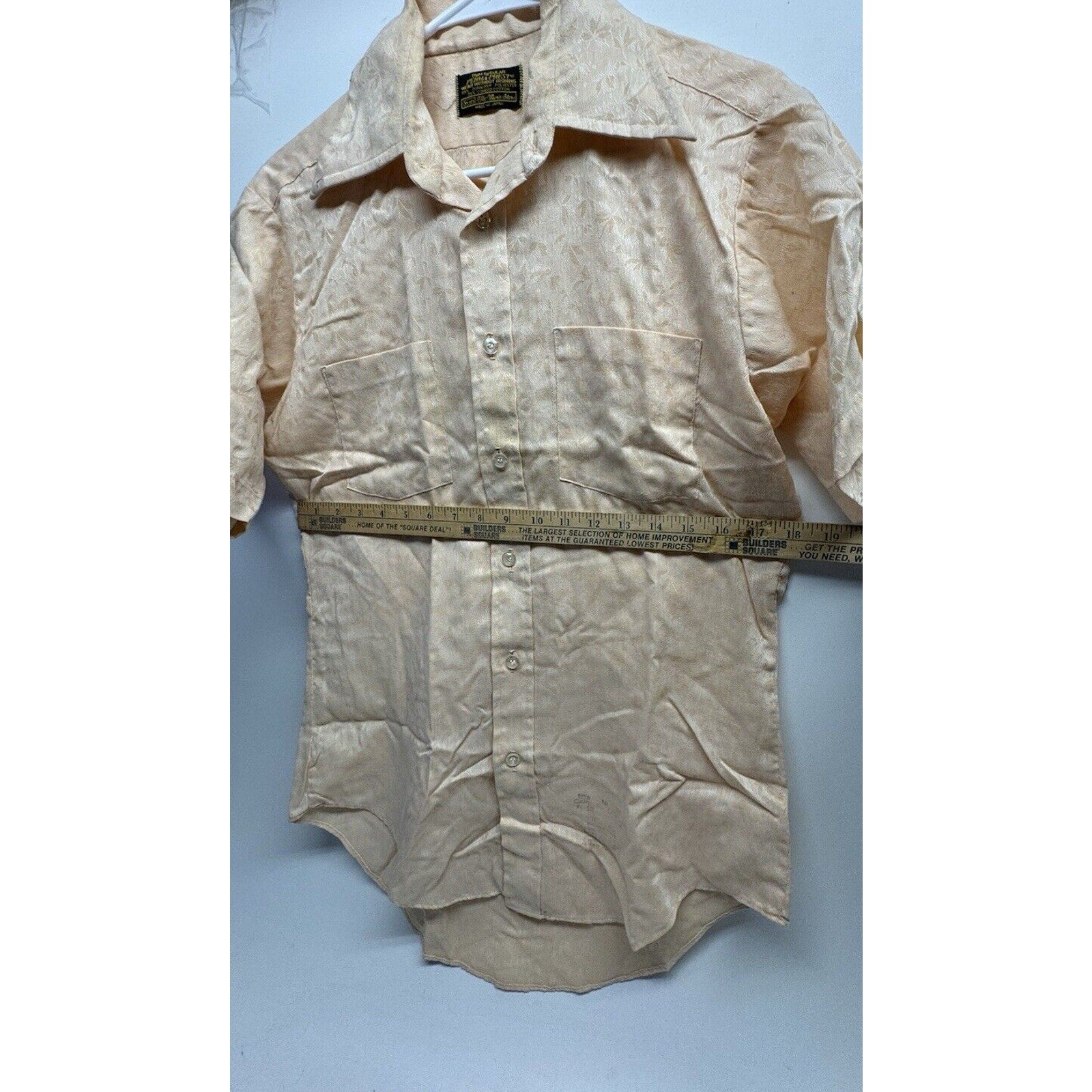 Vintage Sears Perma-Press Medium SHORT Sleeve SHIRT Wide Collar MADE IN JAPAN