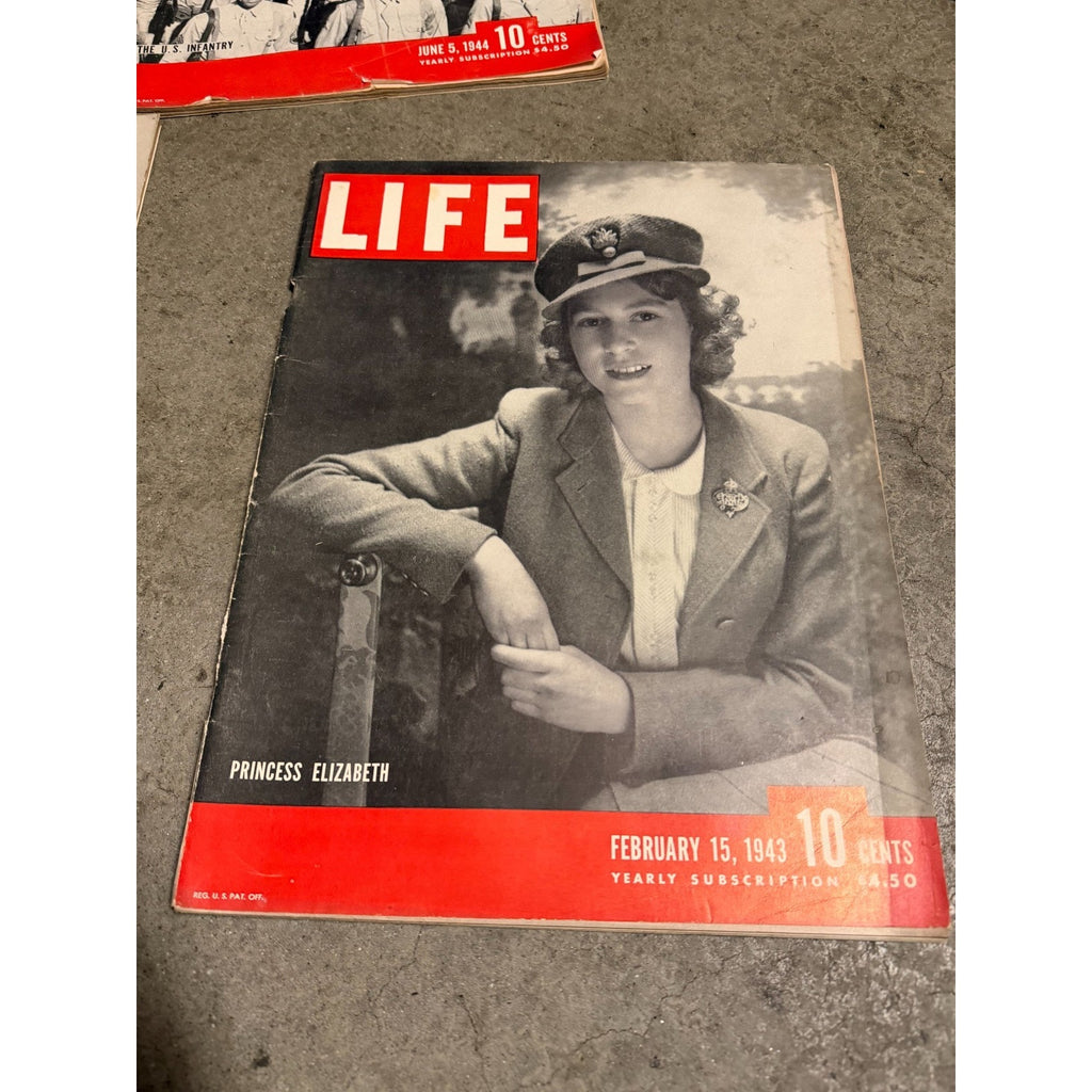 Vintage LIFE Magazine Lot 1940 1943 1944 WWII Emperor Japan Princess Elizabeth