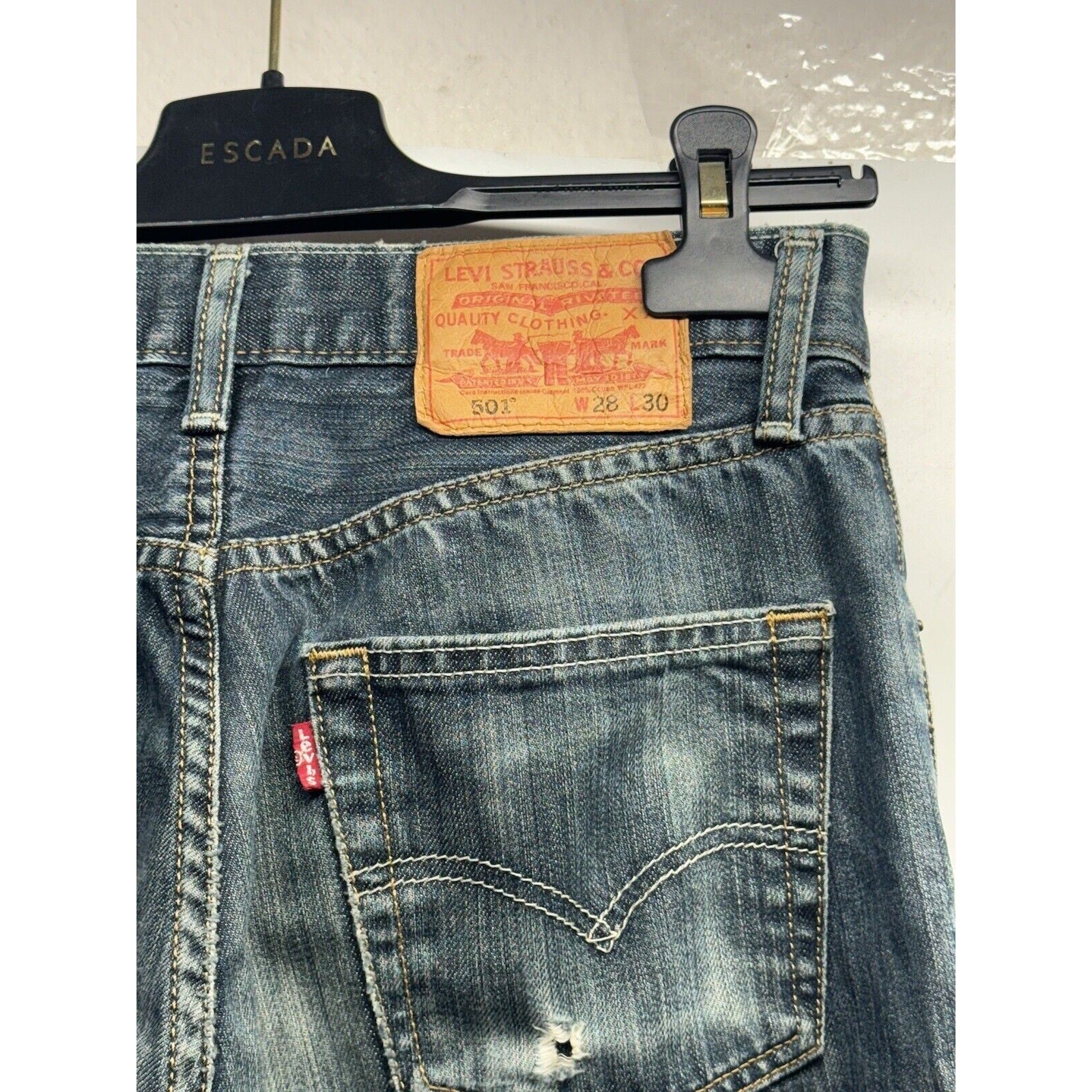 Levis 501 xx Mens 28x30 Dark Blue Denim Straight Button Fly Made In Egypt