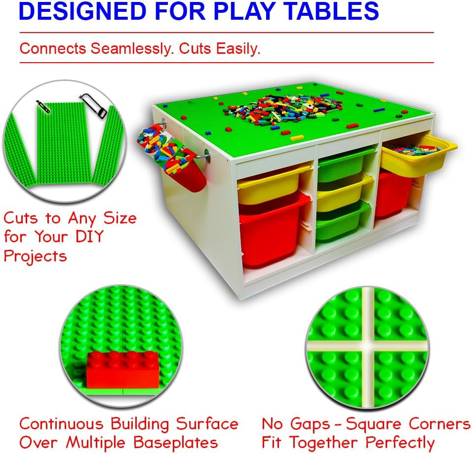 Baseplates, Large Thick Base Plates for Building Bricks, for Activity Table or Displaying Toys