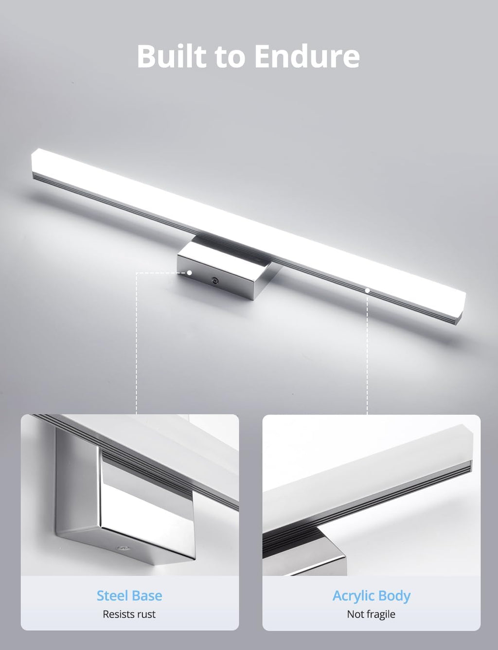 LED Vanity Lights Bar 24 Inch Bathroom Light Fixtures 14W IP44 over Mirror Lighting Indoor Wall Sconces Modern Cool White 6000K for Washroom