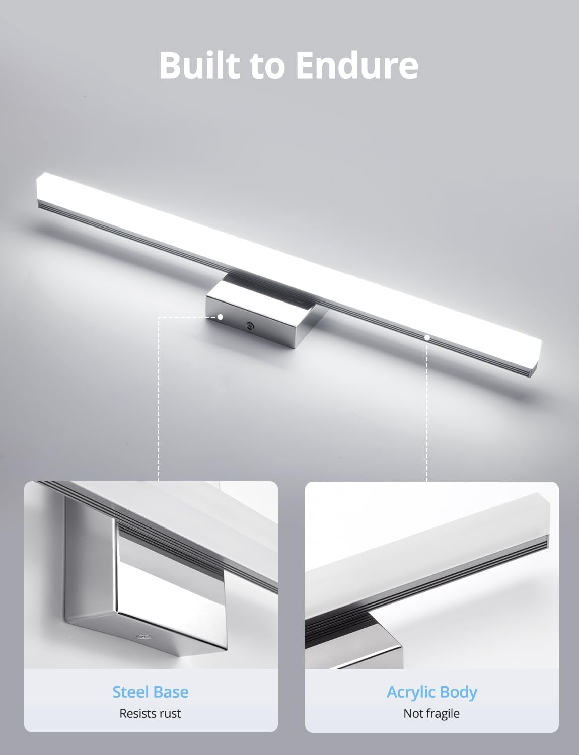LED Vanity Lights Bar 24 Inch Bathroom Light Fixtures 14W IP44 over Mirror Lighting Indoor Wall Sconces Modern Cool White 6000K for Washroom