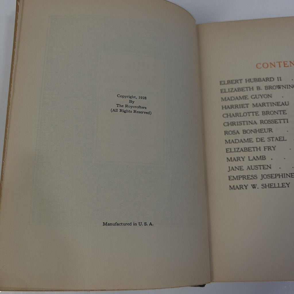 VINTAGE Little Journeys Volume II Famous Women Elbert Hubbard 1928