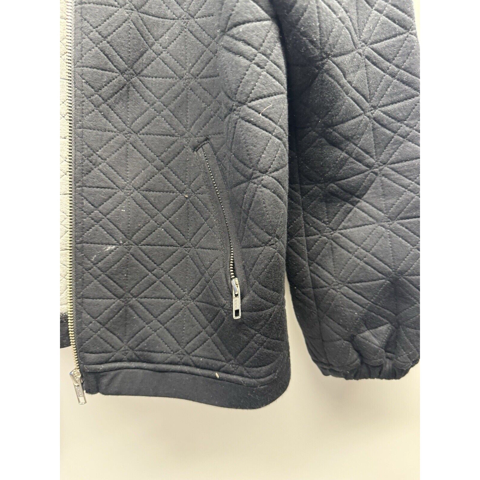 VINTAGE J Crew Jacket Womens XXS Black Quilted Full Zip Bomber Neoprene