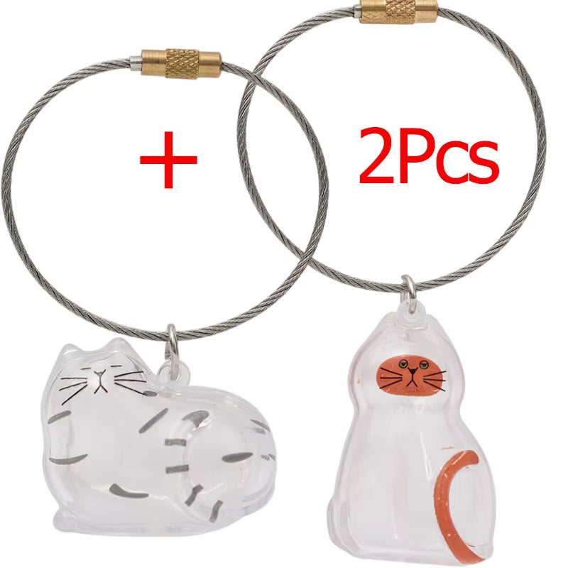 Personalized Transparent Cat Hair Keepsake Keychain – Pet Fur Memorial Pendant for Cat Lovers | Cute & Meaningful Souvenir Gift 🐾✨