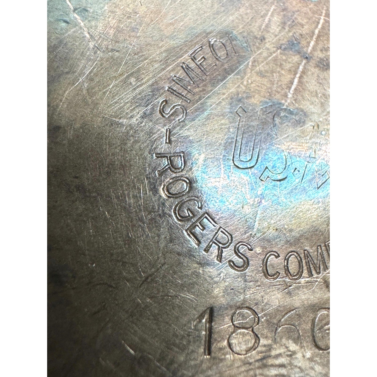 Vintage 1860 Simeon L George H- by Rogers Company Double Handle Pewter Canister