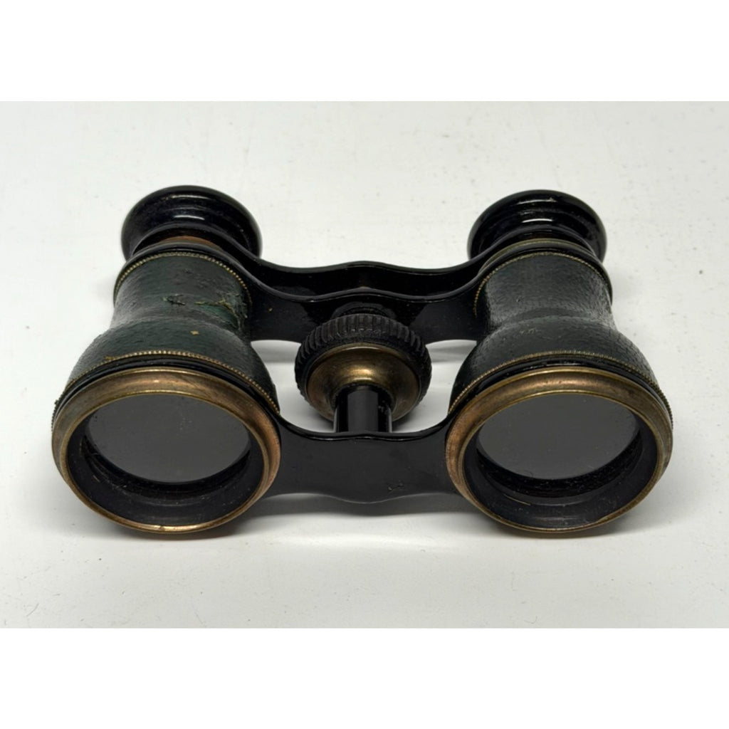 Vintage Opera Glasses Theater Binoculars Black Brass Leather Antique