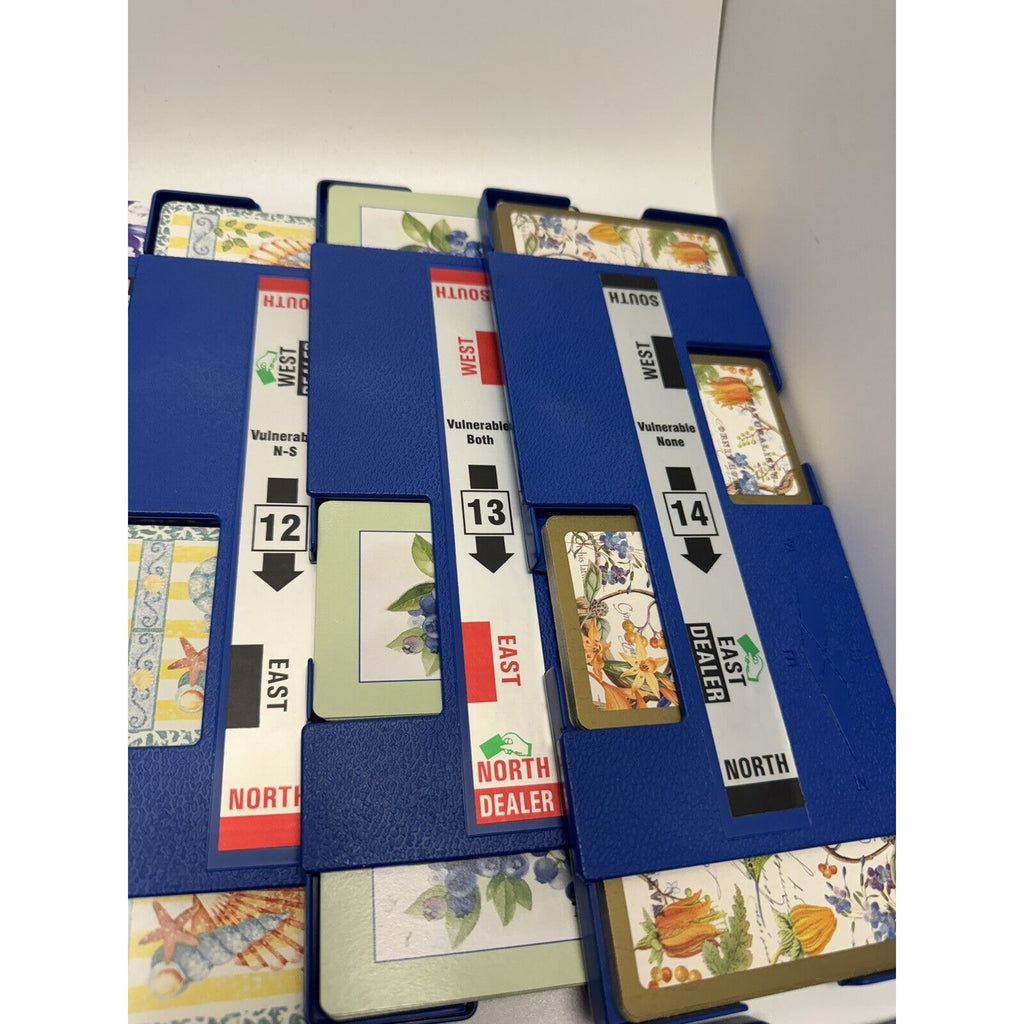 VINTAGE Baron Barclay Plastic Bridge Boards Dealer Card Holders Blue 32 Full Set