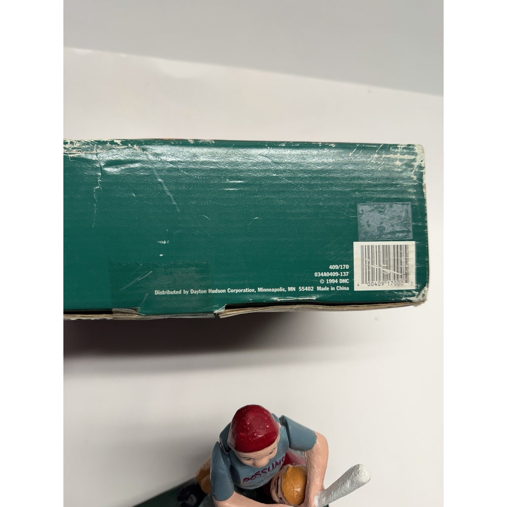 Vintage NOS "Hometown Battery" Baseball Possuns Cast Iron Mechanical Coin Bank