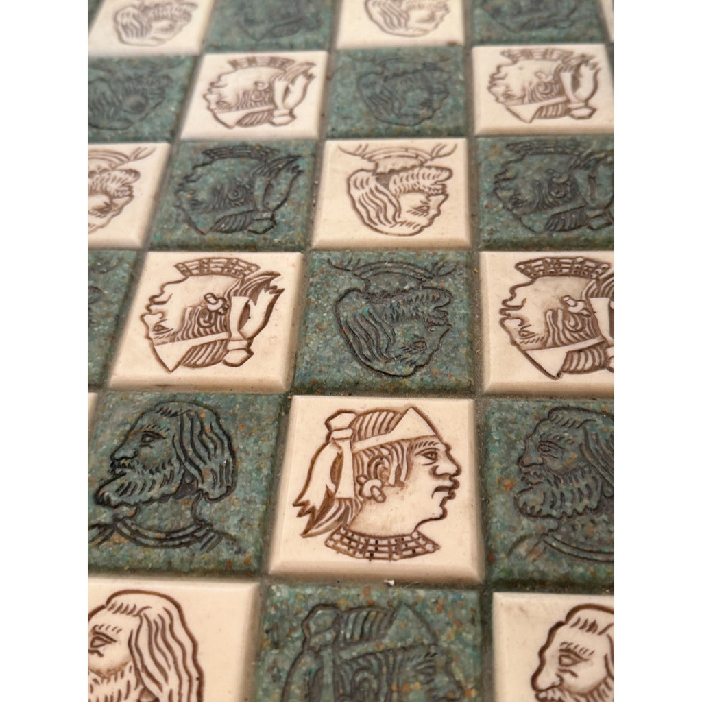 VINTAGE Aztec Mayan Dragon Chess Set Rare Collectible Green Chess Board & Pieces