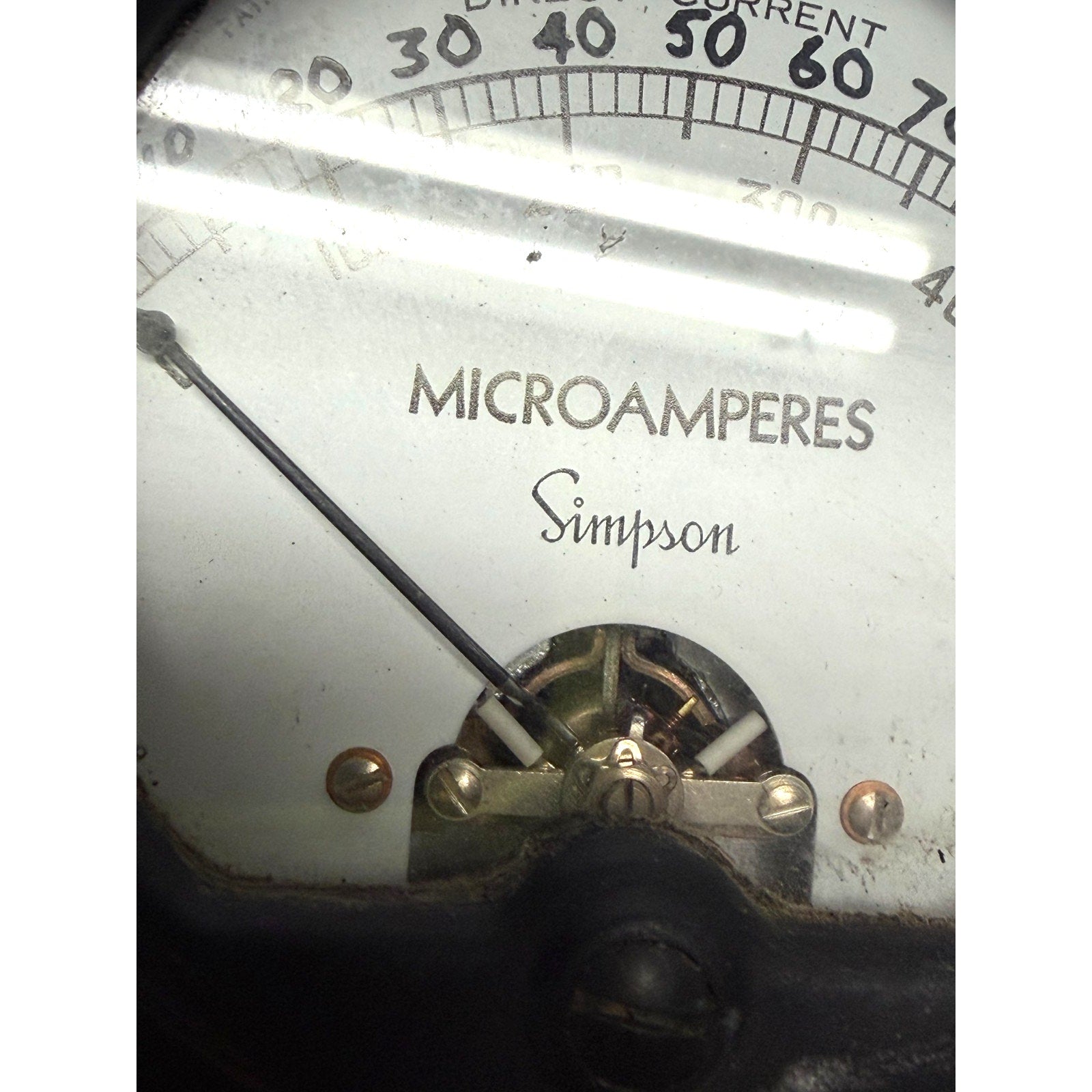 Vintage Simpson DC Microamperes Panel Meter Gauge 0-100 0-500 uA Analog Round Fa