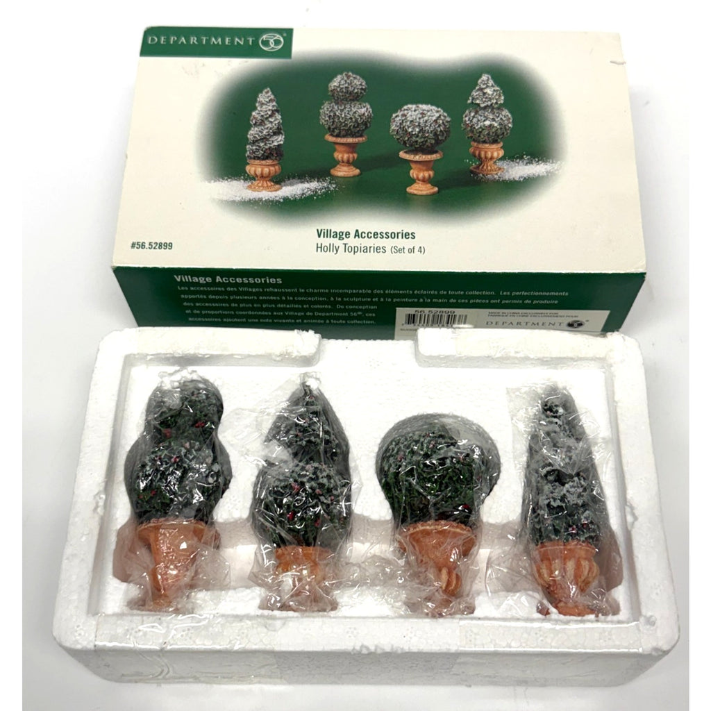 Vintage Dept 56 Holly Topiaries Set of 4 Village Accessories 56.52899 Christmas