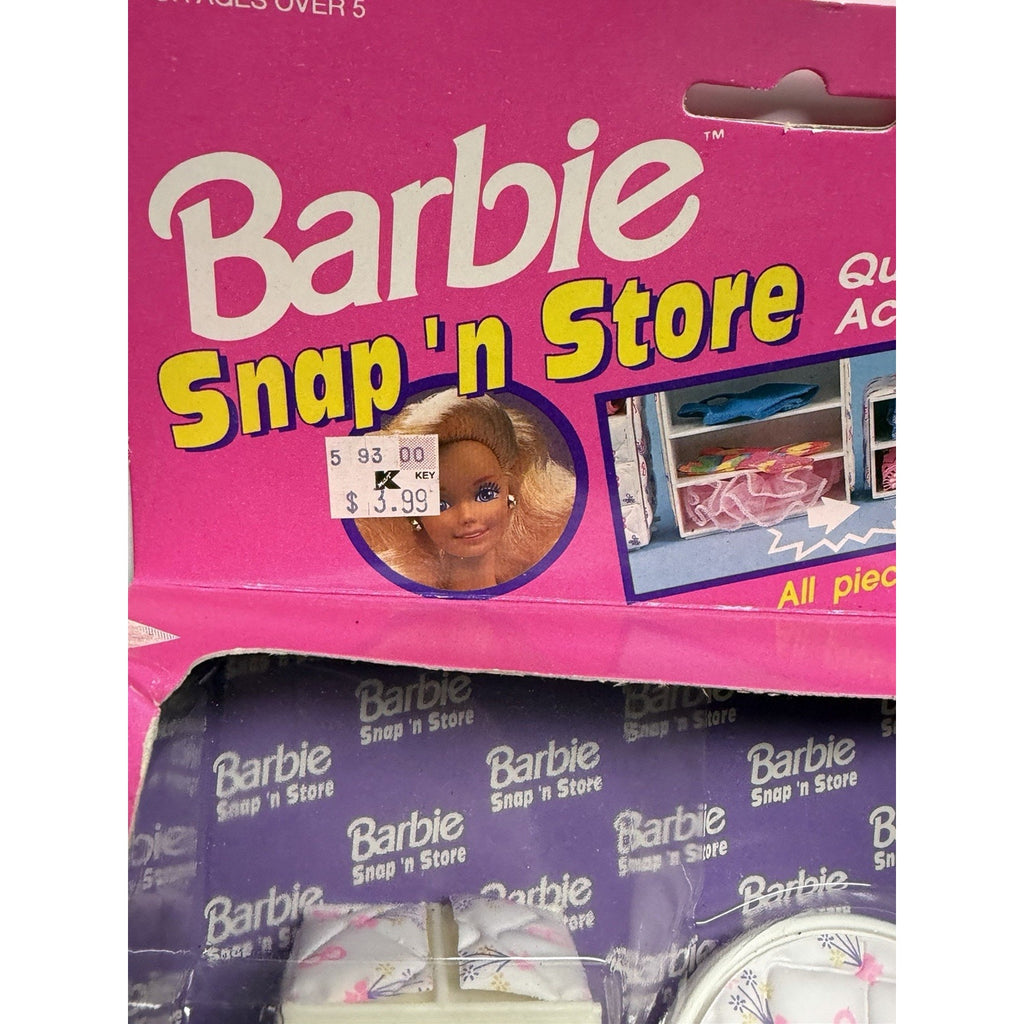 VTG 1992 Barbie Snap 'N Store Quilted Doll Case Hat Box Accessories No. 12160