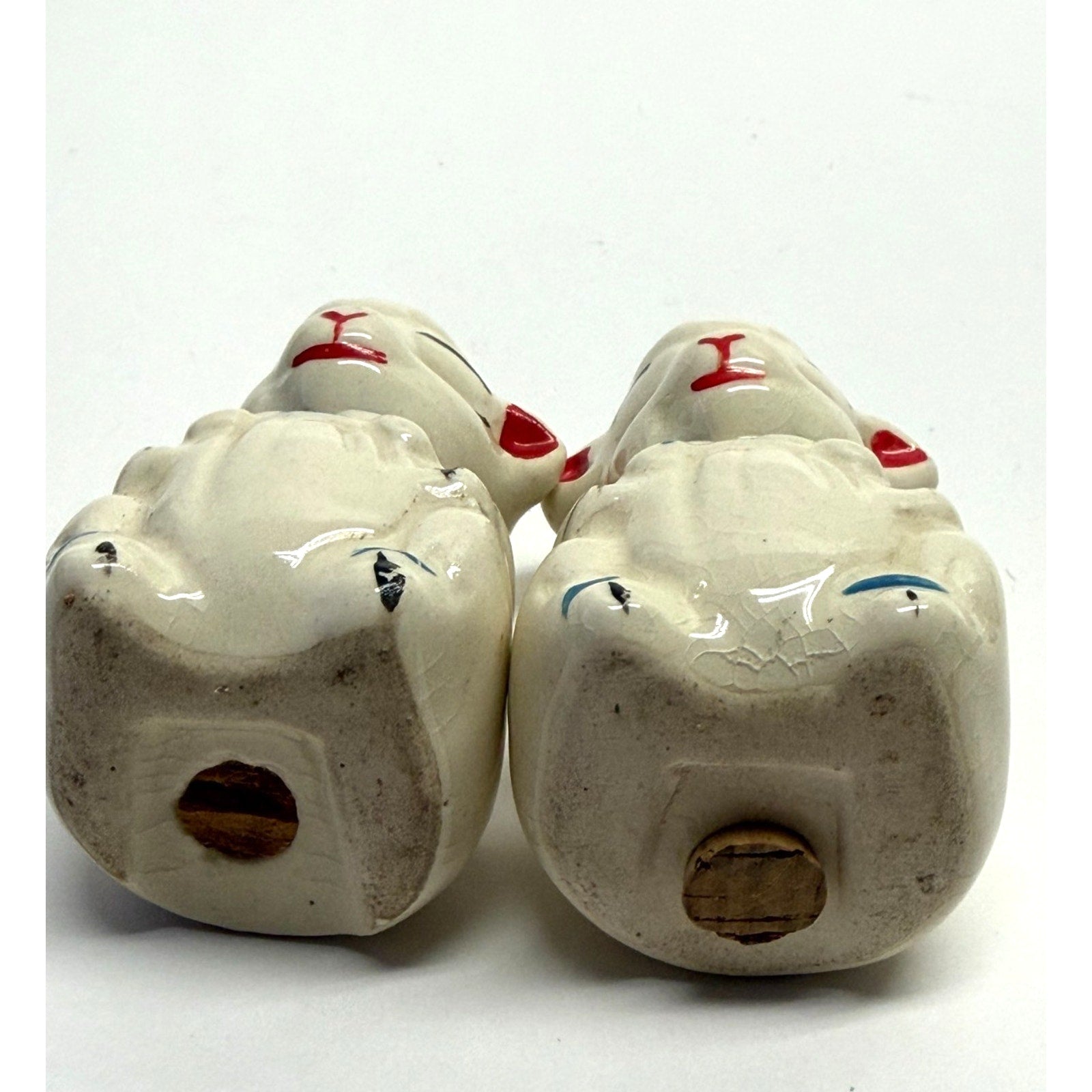 Vintage APCO Shawnee Sheep Lamb Salt & Pepper Shakers Cork Ceramic Hand Painted