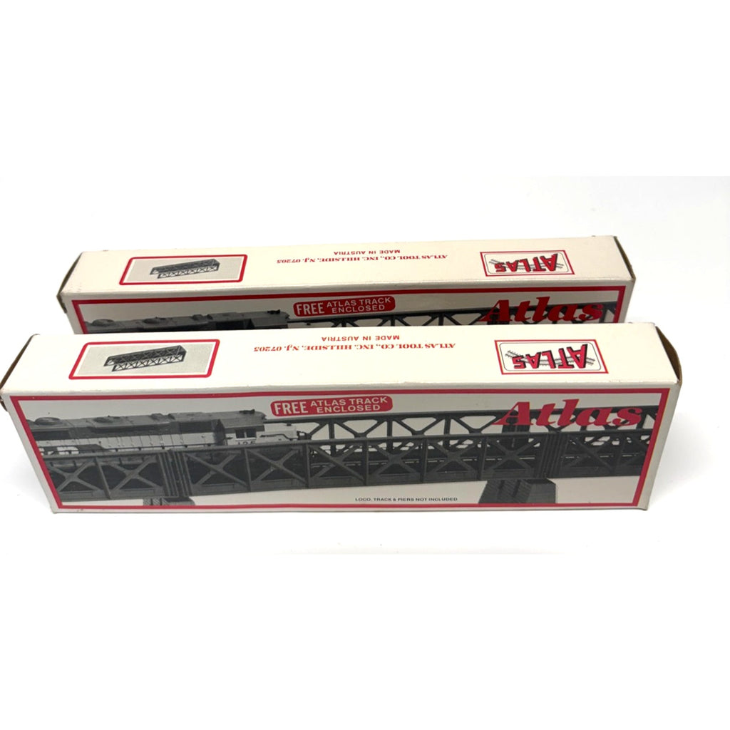 Lot of 2 Vintage Atlas HO Scale Nickel Silver Pony Truss Bridge Building Kit NIB