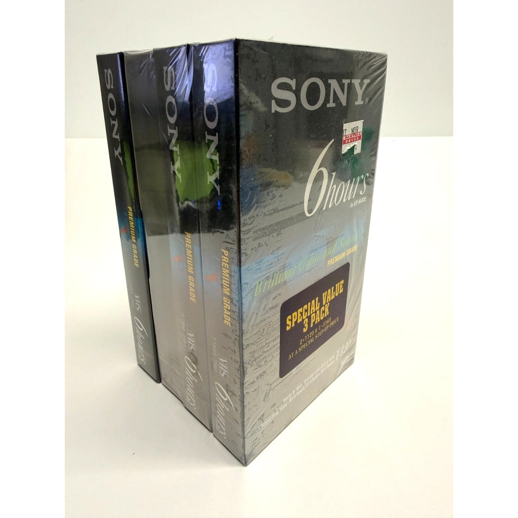 VINTAGE Lot of 4 Sony T-120 VHS Blank Tapes 6HR Premium Grade - NEW SEALED!
