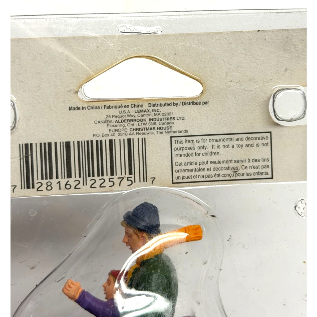 Vintage NEW Lemax TUBING WITH DAD Poly-Resin Figurine Christmas 22575A