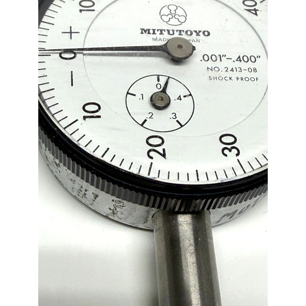 Vintage Mitutoyo 2413-08 Dial Indicator .001"-.400" Balanced Scale Shock Proof