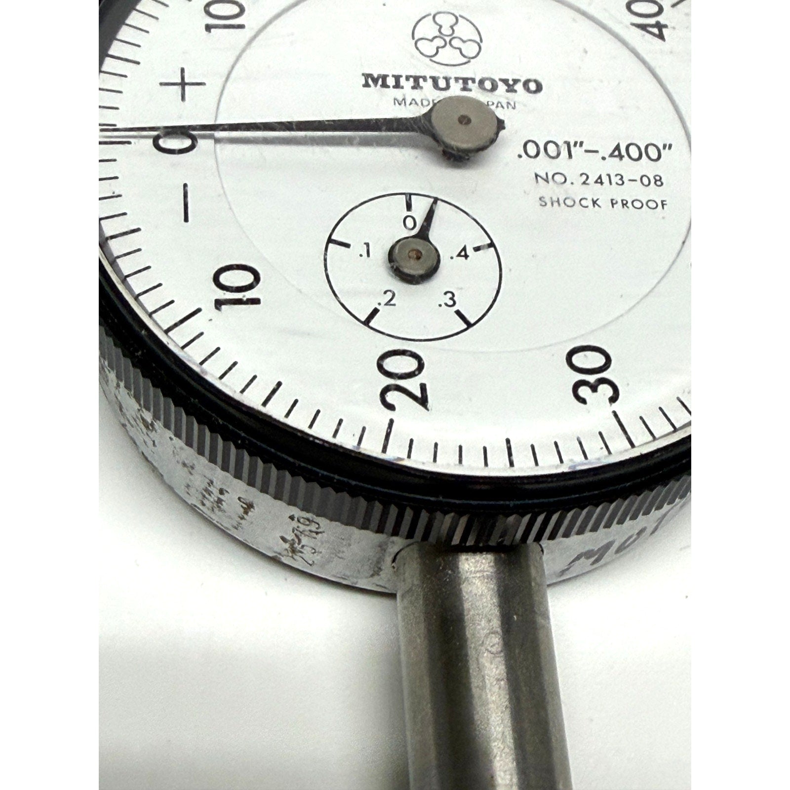 Vintage Mitutoyo 2413-08 Dial Indicator .001"-.400" Balanced Scale Shock Proof