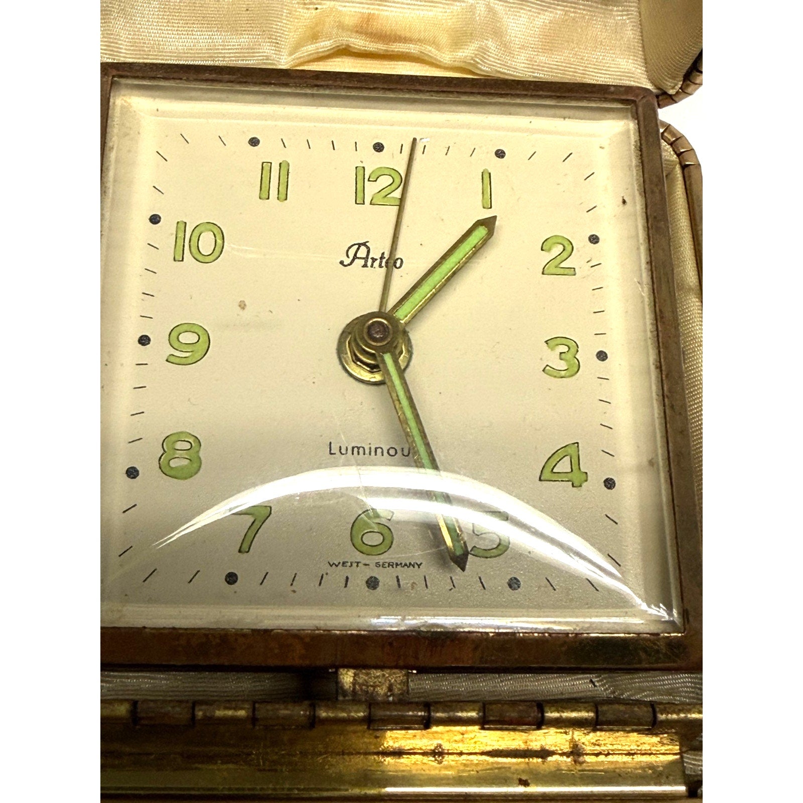 Vintage Aristocrat Artco Luminous Travel Alarm Clock West Germany - Untested