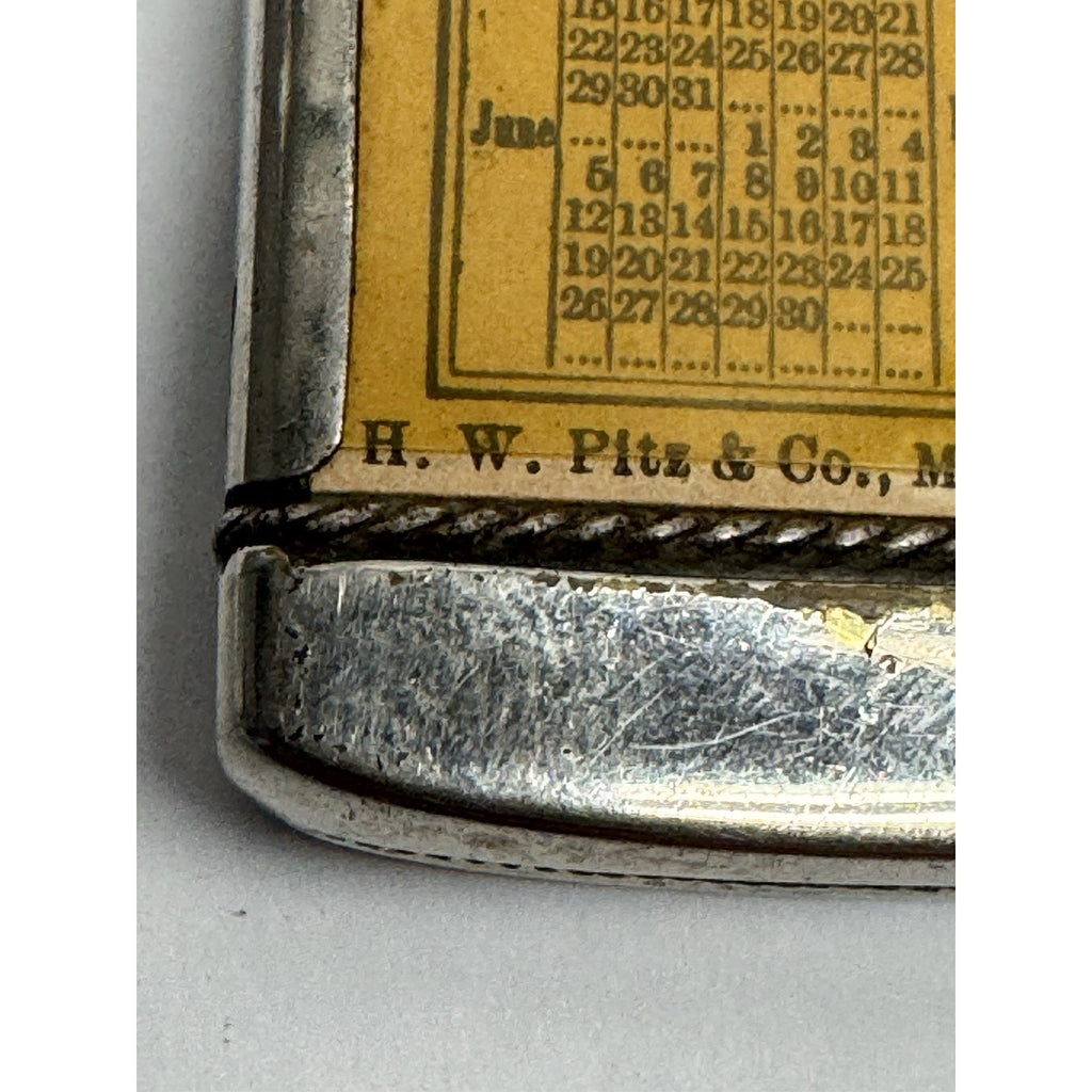 VINTAGE 1904 Metal Case Pocket Calendar H.W. Pitts & CO, Philadelphia, N.Y.