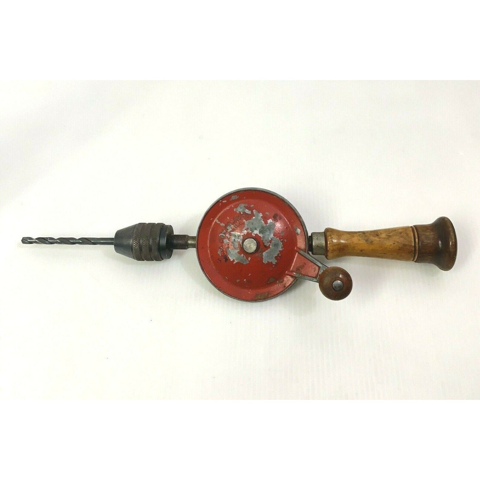 Vintage G. M. Co MFG. Inc L. I. City, N.Y. Hand Drill RED COVER MADE IN USA
