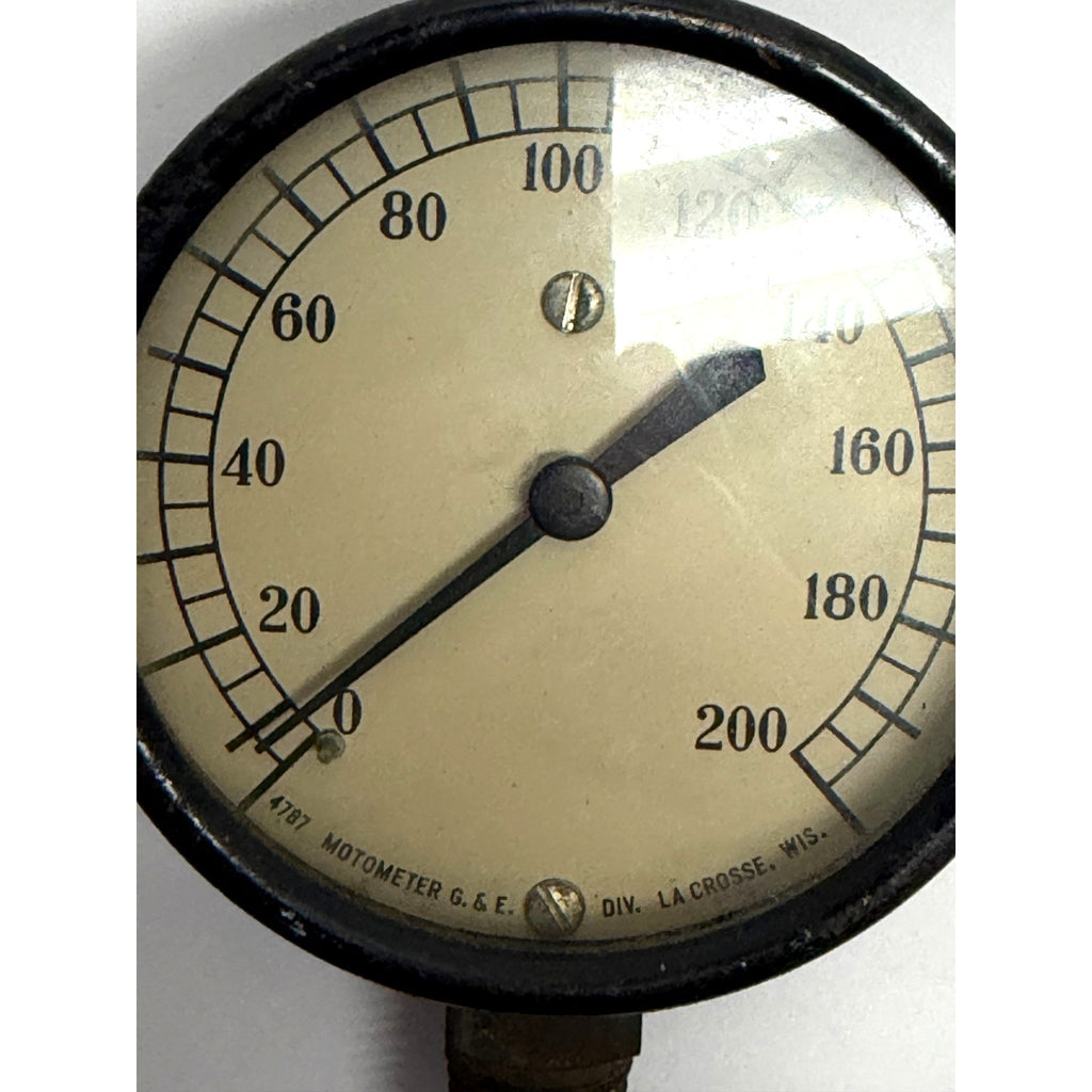 Vintage MotoMeter G. & E. 4787 Pressure Gauge 0-200 PSI La Crosse WIS Industrial