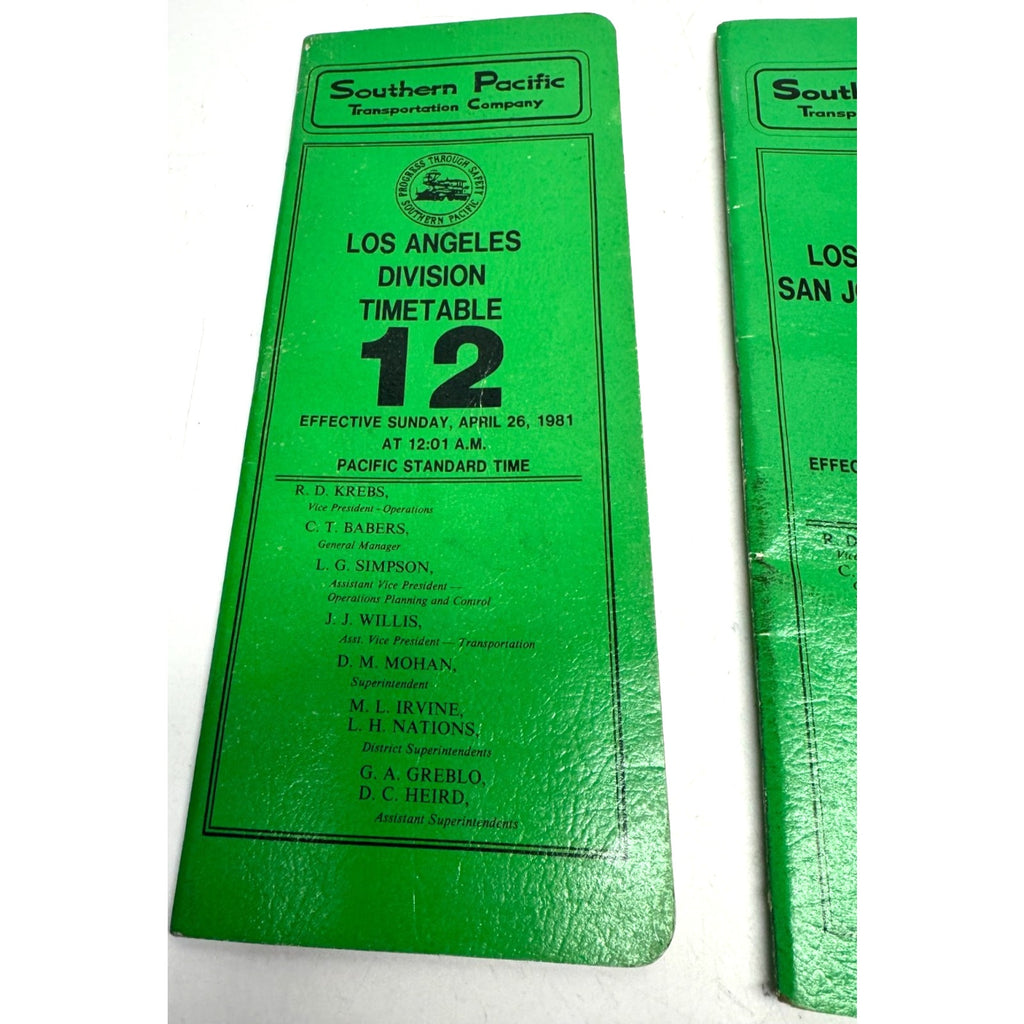 Vintage Lot of 5 1981 Timetable 12 Los Angeles Division Southern Pacific
