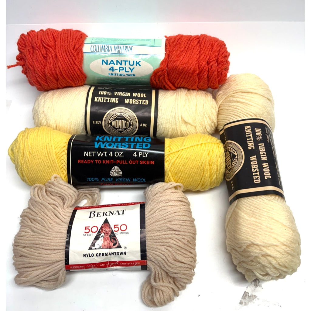 VINTAGE NOS Lot of 5 Columbia Minerva Nantuk 4-Ply & Bernat Nylo Germantown Yarn