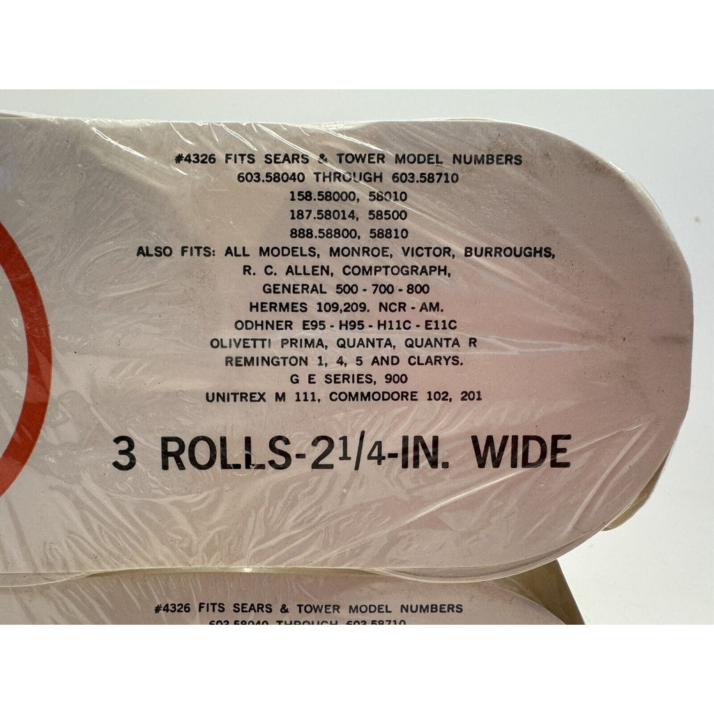 LOT OF 2 Sears Adding Machine Paper 3 Pack Replacement Rolls 2 1/4 Wide 130 feet